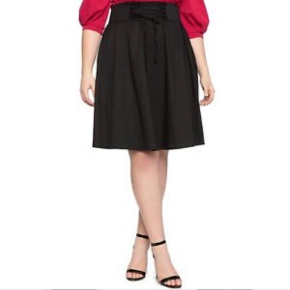 Eloquii black A-Line skirt size 20 front tie detail